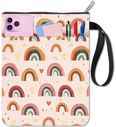 craspire Regenbogen Buchumschläge Rosa Buchschutz Buchhülle Für Taschenbücher Waschbarer Buchumschlag Aus Stoff Mit Reißverschluss Und Zusätzlicher Hüllentasche Für Buchliebhaber Geschenke