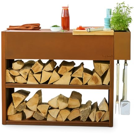 Barbecook Cucina da esterno Nestor Buddy Tavolo da lavoro per barbecue in acciaio corten 133x55x90cm