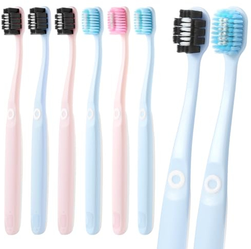 Oralphi cepillo dientes suave, Cepillo Suave Mañana y Noche, con 10000 micro nano cerdas extra suaves, 6 Piezas, Cepillo Manual para Adultos, Embarazadas, Mayores y Ortodoncia