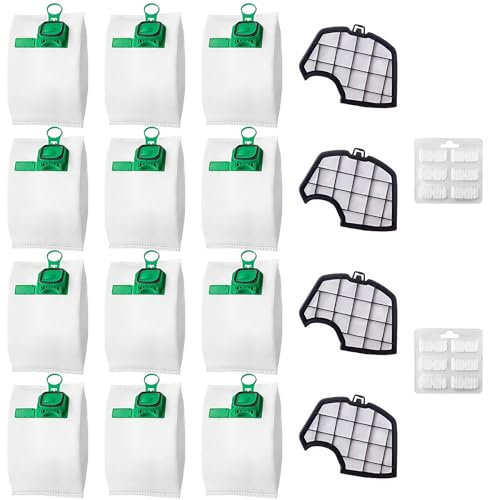 HIYOUNG 12 sacchetti Compatibili con aspirapolvere Vorwerk Folletto VK140 VK150 FP140 FP150 con 4 filtri, set di accessori per aspirapolvere Vorwerk Folletto