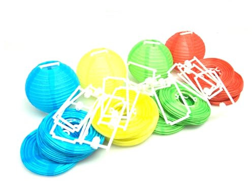 IKu 20 Lampions 6-7 cm bunt mit Halter Ersatz Lampions Aussen oder Innen für Lichterkette