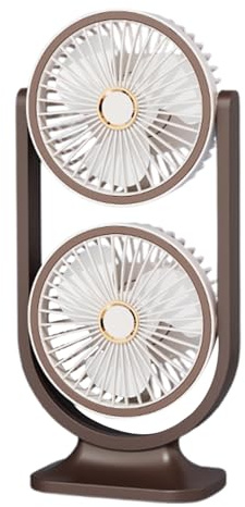 Ventilatore da scrivania, ricaricabile tramite USB, ventola di raffreddamento silenziosa, portatile a doppia testa, per casa, all'aperto, viaggi, scuola, 14 x 9,5 x 30 cm, marrone, viola