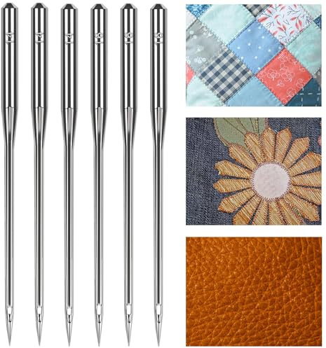 60 st storlek 90/14 100/16 universella vanliga symaskinsnålar, slitstarka symaskinsnålar för tjockt tyg läder broderi jeans, kompatibel med sångare, bror, Janome, Varmax, silver