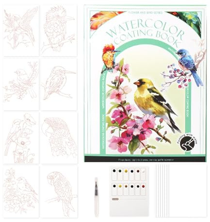 Libro de práctica de acuarela? Mini juego de pintura de triple pliegue, pincel de 12 colores, bloc de postales de arte ligero | Kit de acuarela portátil creativo para sobre la marcha, proyectos