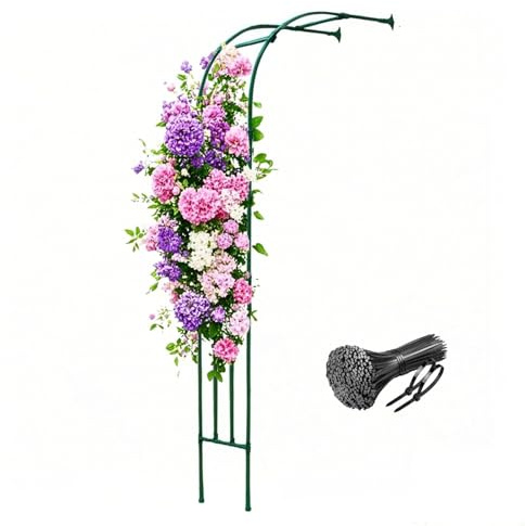 Arche de jardin pour plantes grimpantes, treillis pour roses, tonnelle d'extérieur en vert, 150 x 240 cm, design demi-arche robuste pour une décoration de jardin améliorée