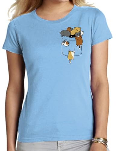 the Fan Tee Camiseta de Adulto de Mujer Divertidas Bolsillo Gracioso y Divertido, Humor, Terror, Risas, Video Juegos, Anime, Caricaturas Gatos, Animales 003 XS