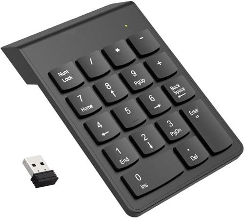 LOOBOAKY Wireless Number Pads, Numeric Keypad Numpad, Financial Accounting Number Keyboard, Mini 2.4G 10 Keys Keypad USB Keypad for Laptop, PC, Desktop, Surface Pro, Notebook, EliteBook MateBook