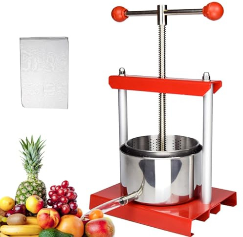 Oiyekntd Pressa per Vino, Botti in Acciaio Inox, spremiagrumi Manuale, pressa per Sidro, Mele, UVA, Miele, Olio d'oliva con Manico per Cucina da Esterno e casa 3L/0.8Gal