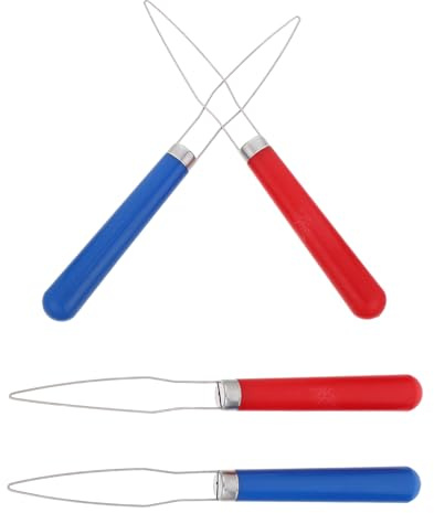 Anneome 4 Piezas Herramienta para Abotonar Ropa 4 Piezas Gancho para Botones sin Costura Rojo y Azul Ayuda para Vestir Personas Mayores Movilidad Reducida Auxiliar para Camisas y Prendas