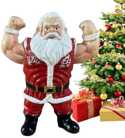 Figuras Navideñas De Papá Noel – Figura Decorativa De Resina De Papá Noel, Divertido Navideño Con Músculos, Accesorio Festivo De Temporada Para El Hogar, Figura Navideña Para Exhibición | Entre