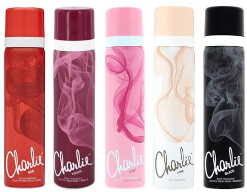 Body Deodorant Spray Charlie Bundle Giftset for Women | Red, Touch, Chic, Pink, Black | Fragranced Body Sprays | Long-Lasting Fresh Scent | Collection Ideal for Everyday Use or Gifting | Pack of 5