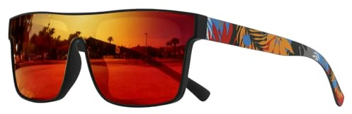 Gyios Occhiali da Sole Ciclismo, Escursionismo, Viaggio – Quadrati Polarizzati Uv400, Sportivi, Leggeri, Esterno, Regalo per Uomini E Donne-Specchio C3-Rosso
