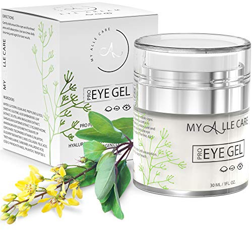 Eye Gel with Hyaluronic Acid, Reduce Dark Circles, Puffiness and Eye Bags. Anti Wrinkle Under Eye Treatment, Hydrating Gel with Collagen, Aloe and Vitamin E, Anti Aging Cream for Men & Women