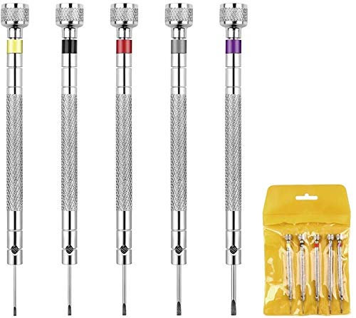 Dadabig 5 Stück Schraub Treiber Präzisions, Uhrmacherwerkzeug Schraubendreher Set Driver Schraubendreher Werkzeug Reparatur Kit für Uhrmacher Schmuck Brillen Uhrarmbandwechsel Elektronik (5 Size)