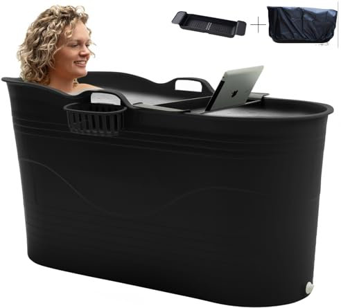 Hello Bath Mobile Badewanne, Ideal für das kleines Badezimmer, 125x52x65cm, Stylisch und Stimmungsvoll (Schwarz) aus Polypropylen
