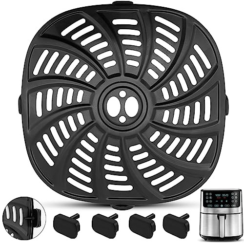 Air Fryer Replacement Parts for Gourmia 7QT GAF798 GAF716 Air Fryer, Food Grade Nonstick 8.97''*8.97'' Air Fryer Accessories Rack Tray Grill Pan Grill Plate Crisper Plate, Dishwasher Safe