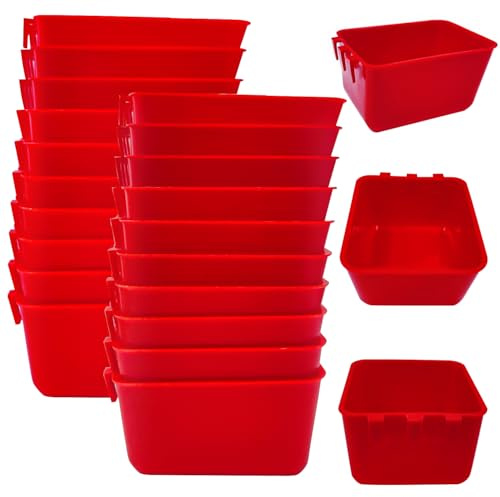 20 Pcs Chicken Coop Feeder Water Cup,16 oz Cage Cups Chicken Feeder Waterer, Cage Cups Birds Hanging Feeders, Chicken Feeder Water Bowl for Parakeet Poultry Pigeon Bunny Wire Cage (Red)