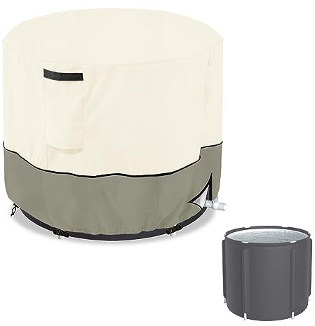 Sobana Outdoor Ice Bath Tub Cover for Freestanding Bathtubs,Portable Bathtub,Large Inflatable Tub,Polar Cold Plunge Tub(Cover Only,White&Grayish Green)