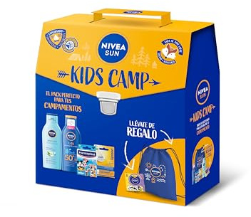 NIVEA SUN Pack Perfecto Para Tus Campamentos Incluye Loción Solar Kids FP50+ Resistente al Agua, After Sun Hidratante, Bálsamo Labial con Protección Solar y apósitos para heridas