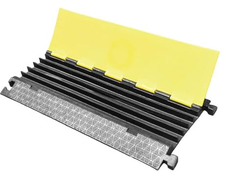 Vilnow Tapis de protection de câbles 5 canaux, 90 x 43 x 5 cm, protection contre les débordements, pour câbles, pont de câbles, pont de câbles extérieur, pour câbles 5T, sol en caoutchouc pour