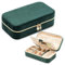 Amandir Plush Velvet Travel Jewellry Box, Stackable Jewelry Box with Mirror, 3-Tier Jewelry Storage Organizer, Small jewellery box for women, Travel jewellery Case, 18cm×10cm×5.5cm - Dark Green