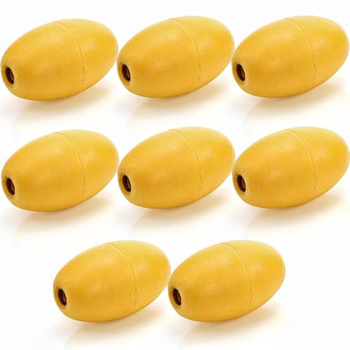 Tlence 8 Pack Oval Water Float, 5.5 x 3.5 Marine Rope Float Buoy, Deep Water Fishing Marker Bulk, Mooring Boat Supplies for Trail Dock Swim Pool Anchor Lines, Yellow(5/8 to 4/5 Hole)