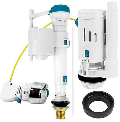 Toilet Flush System Replacement, Toilet Cistern Flush Parts, Water Closet Flush Valve, Toilet Syphon Replacement Kit with Button Screw Sealing Ring, 6 PCS Vintage Tank Accessories Side Inlet Valve