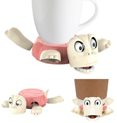 LUMOOM Posavasos Tortuga Graciosa, Portavasos Impreso En 3D, Cara Móvil Y Expresión Divertida, Posavasos Anti-Estrés Tortuga Marina, para Vasos Tazas Decoración (Rosa)