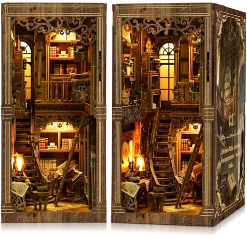 CRIOLPO Kit Book Nook DIY per Adulti - Casa in Miniatura con Luci LED da Montare, Modellismo 3D Creativo per Decorare Librerie - Regalo Originale per Appassionati di Fai da Te