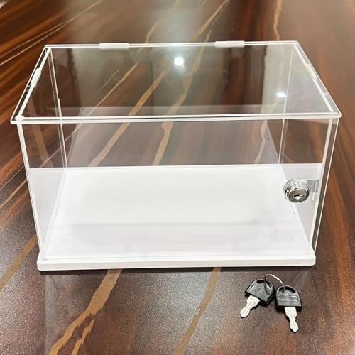 WhamtL Vitrina Expositora Estuche de Acrílico Transparente con Cerradura y Llave, Caja de Almacenamiento Cúbica de Plástico Transparente a Prueba de Polvo(30x30x40cm(12x12x16in))
