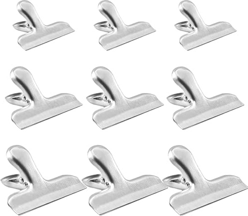 GNALIA Clips de Carpeta Pinzas Metalicas, 9 Pack Pinzas Bolsas Alimentos, Clips Para Cocina Oficina Escuela Etiquetas Bolsas Uso Doméstico Tiendas(3 tamaños)