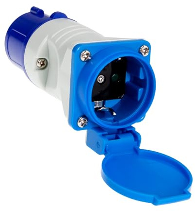 feletec – Adaptador eléctrico CEE a enchufe doméstico con toma de tierra, IP44 | Adaptador de corriente para camping 230 V, 16 A, 3500 W