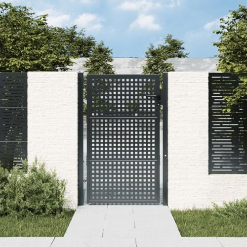 Cancello da Giardino in Acciaio, Design Sicuro con Serratura, Cancello per Recinzione, Portoncino Ingresso Esterno, per Giardino e Cortile, Colore Antracite, 105 x 175 cm