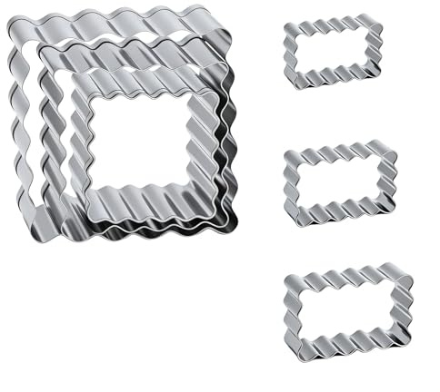 LOLANIUT Set di Tagliabiscotti in Acciaio Inox 6 Pezzi – Rettangolare, Quadrato, Riutilizzabili, Lavabili in Lavastoviglie, Antiruggine – Stampi per Biscotti, Cucina, Pasticceria e Regali