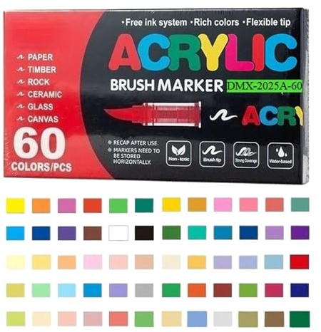 Acrylfarbenmarker - Stifte Mit Weicher Spitze, Wasservermalbare Acrylmalstifte Für Präzision & Fluss | Schnelltrocknende Stiftfarben Für | Für Karneval Kostüm Ideen