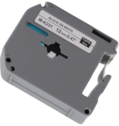 Generic 12 Mm Högkvalitativ Etiketttejp Starkt Självhäftande för Etikettskrivare PT-65 PT-70-80, Slitstarkt PET-material, Svart Bokstav och Vit Bas, 0,5 X 315 Tum, Lämplig för -65, -70, -80