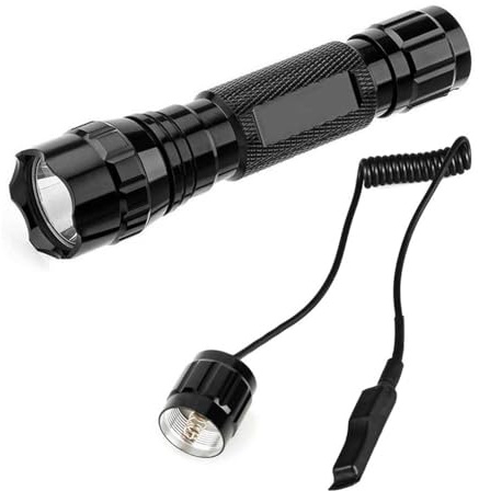 WINDFIRE 501B Torcia tattica 1 modalità torcia portatile super luminosa con interruttore a pressione e guida Picatinny laterale di montaggio a 45° con anello offset montaggio laterale (batteria non