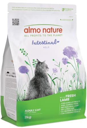 Almo Nature Intestinal Help - Crocchette Gatto con Agnello Fresco - Supporta la Funzione Intestinale con Prebiotici e Minerali - Sacco da 2kg