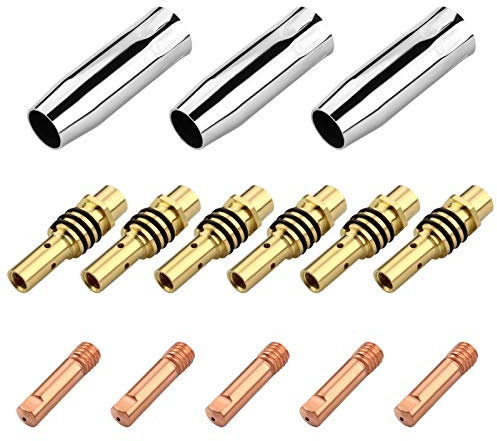 Dadabig 14 Pezzi Accessori per Saldature, Punte di Contatto M6*0,8mm per 15AK MIG/MAG Saldatrice (3 Ugelli+6 Punte di Contatto per Saldature+5 Diffusori)