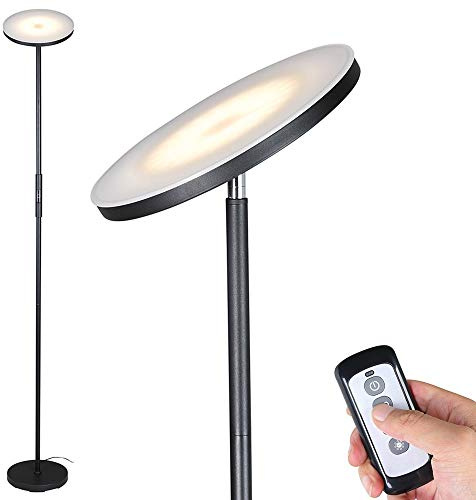 BAKAJI Lampada Piantana da terra a LED ad Alta Luminosità 30W 2500 Lumen Luce Dimmerabile Colorazione Regolabile Accensione Gestione Touch o Telecomando Design Moderno 175cm in Metallo Nero