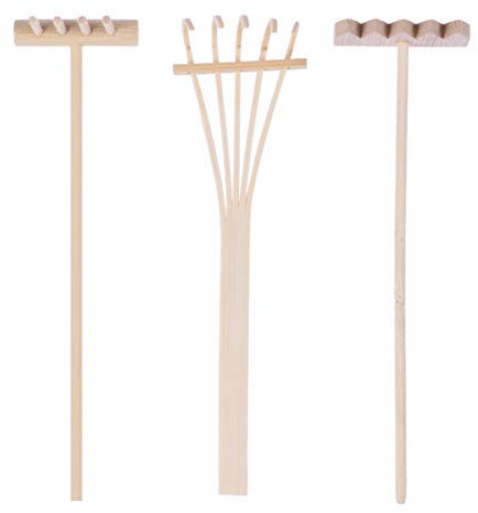 HEALLILY Set Accessori Zen Mini Rastrelli Da Tavolo in Bambù 3 Pezzi Per Sabbia Giardino Meditazione Feng Shui Casa Yoga