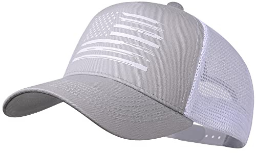 Baseball Cap, American Flag Trucker Hat for Men Women, Breathable Adjustable Fit Outdoor Mesh Snapback Hats
