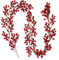 180cm Red Berry Christmas Garland Decoration, Christmas Artificial Burgundy Berry Garland Wreath Winter Red Berries Garland for Home Mantle Fireplace Winter Season Holiday Indoor Outdoor Decor…