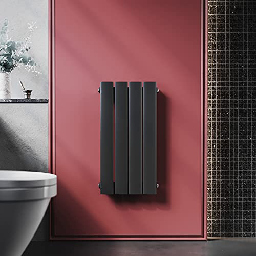 ELEGANT Radiateur plat - 600 x 311 mm - Anthracite - Petit radiateur plat vertical - Pour salle de bain - Radiateur design avec raccord central - Une couche - Anthracite