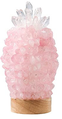 HXSCOO Lampada in Cristallo di Quarzo Rosa Naturale Luce da Comodino Gemma di Cristallo Che Crea interfaccia USB Gemma di energia Sanitaria for i Regali