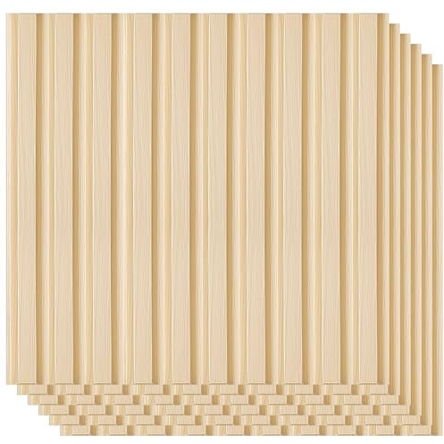 Sasylvia 18 Stück Lamellen-Wandpaneel, 3D-geriffelt, strukturierte Paneele, Holzfarbe, Tapete, 50 x 50 cm, PVC-Wanddekoration für TV-Hintergrund, Schlafzimmer, Wohnzimmer, Büro