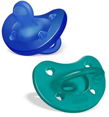 Chicco PhysioForma Silikon-Schnuller 16-36 Monate, weiches und sanftes Schnuller-Set, unterstützt die physiologische Atmung und fördert die richtige Entwicklung des Mundes, hellblau