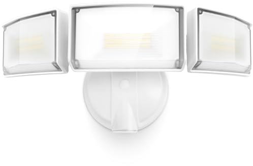LUTEC - Luz de inundación de 75 W 8000 lúmenes para exteriores, luces LED de seguridad controladas por interruptor con 3 cabezales ajustables, luz diurna de 5000 K, luz de inundación exterior