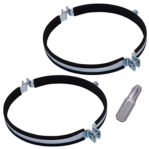 SKIR'CO Lot de 2 supports de tuyau avec revêtement en caoutchouc pour tuyaux de 180 mm, colliers de serrage, supports de tuyau pour montage mural et plafond