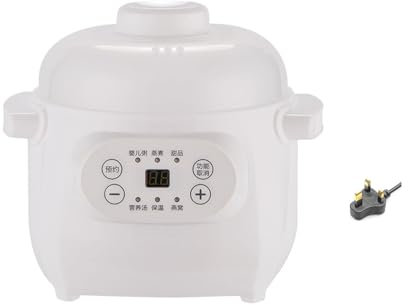 Tissting Slow Cooker, 1L Electric Stew Pot Ceramic 220V 200W Small Liner Versatile Pot with 6 Cooking Modes Timer Reservation Warm Keeping, White Kitchen Food Steamer for Porridge Rice Soup